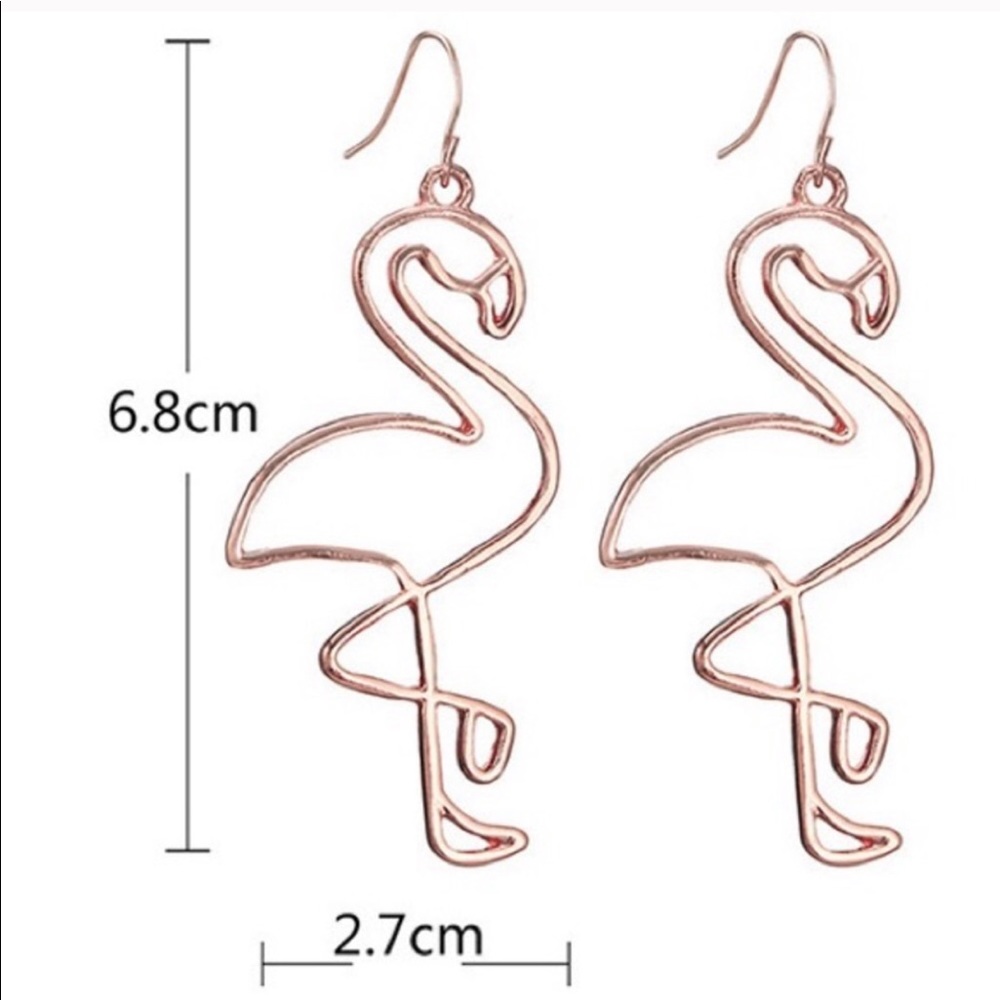 LAST PAIR! Rose Gold Flamingo Earrings! - Picture 4 of 5